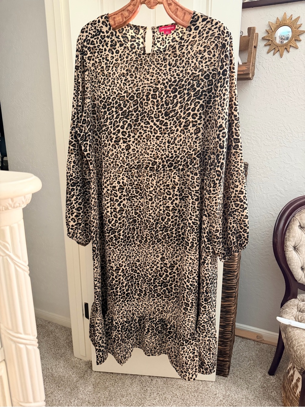 ASOS Print Long Sleeve Maxi Dress - Beige/Black